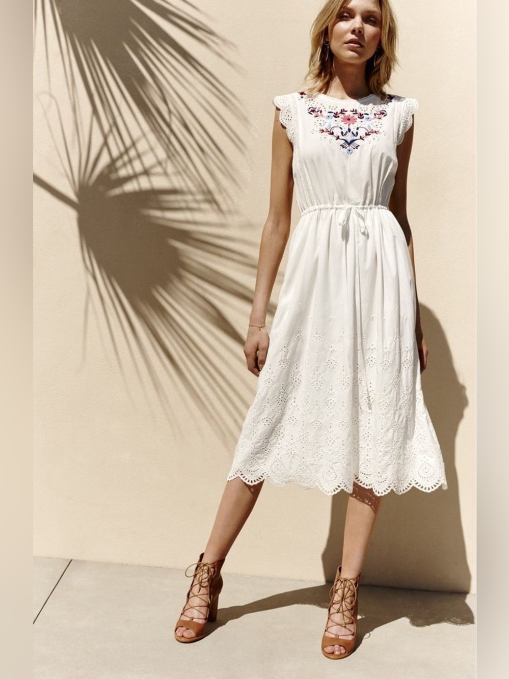 Rebecca Taylor
Embroidered Eyelet Cap Sleeve Midi